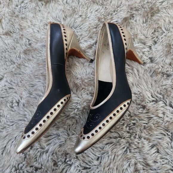 Joseph Larose 1960s Vintage Gold and Black Pump‎ Heels Size 7 - Picture 8 of 12
